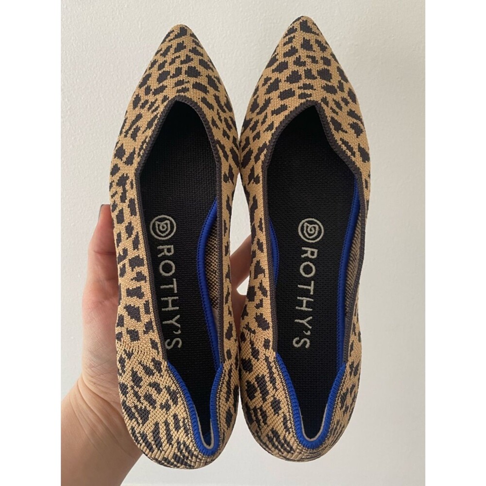 Rothy's The Point Leopard Cheetah Woven Washable Flats Size 7.5